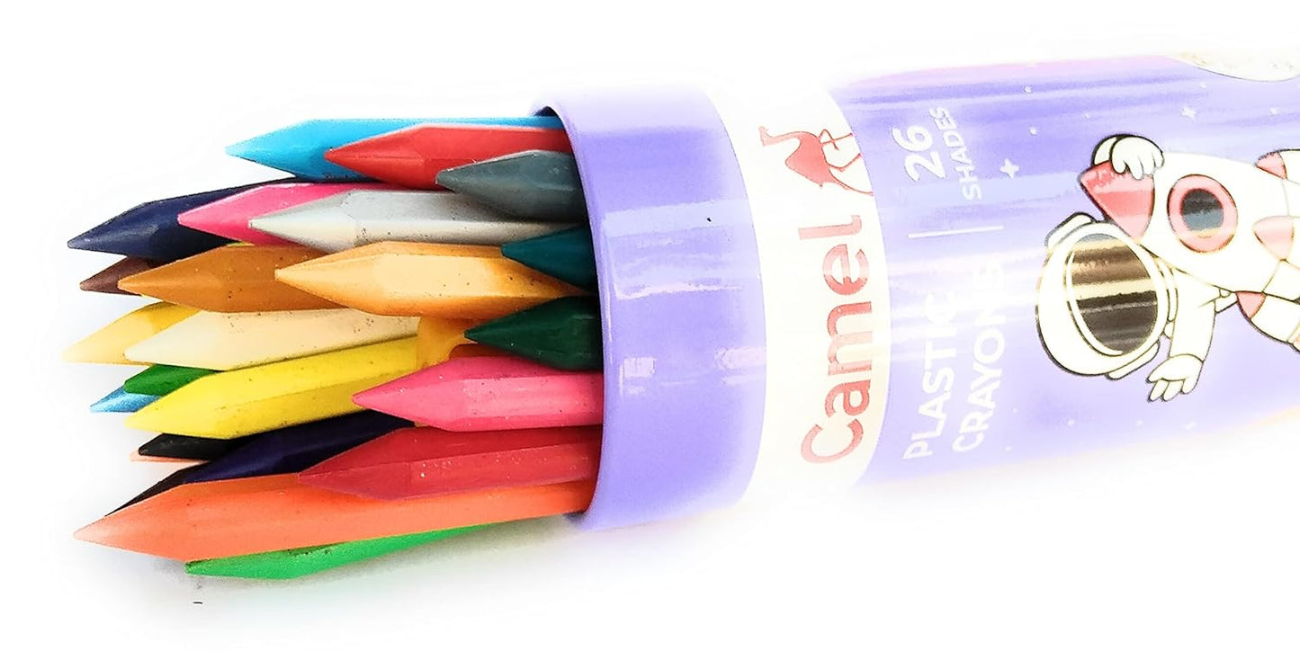 Plastic Crayons | Camlin | 26 Shades | Extra Smooth & More Bright
