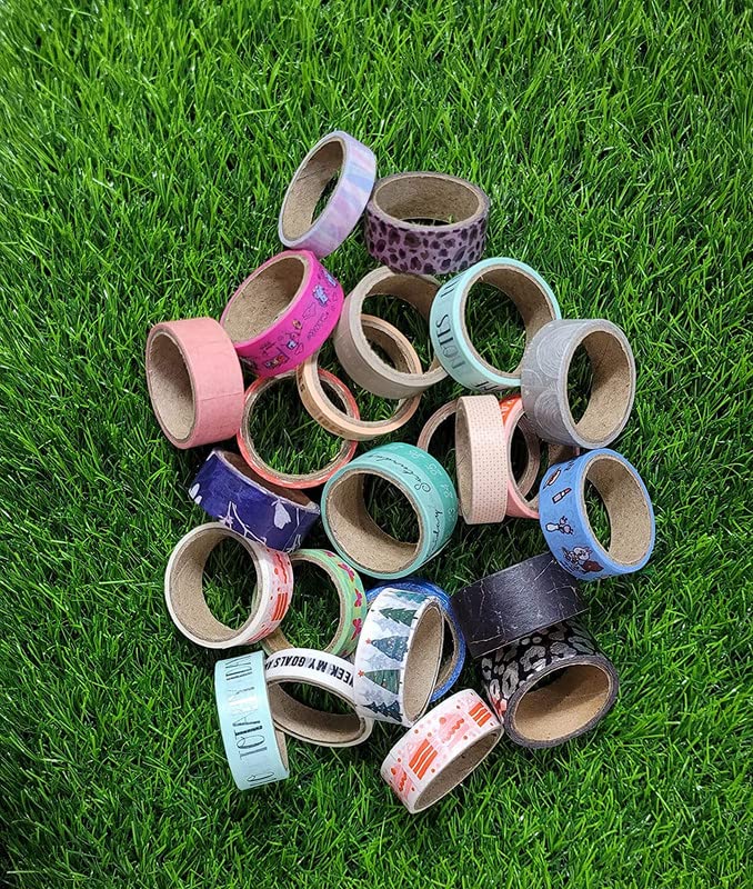 AMKAY Art Paper Masking Washi Tape for Craft Decorations - Designer tape for Scrapbooking Border Diary Decoration Journal Planner Washi Tape (10 Tapes)