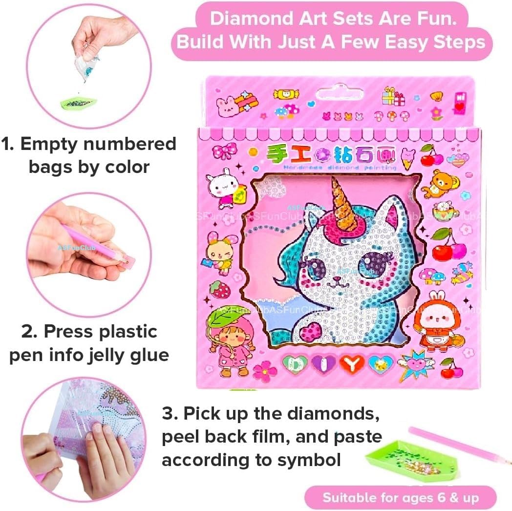ART & CRAFT Diamond Painting Kits for Kids Wooden Frame Diamond Arts and Crafts for Kids Diamond Painting Art Kits DIY 6" X 6" Diamond Painting Art and Craft Kits for Kids (Pack of 1) (Random)
