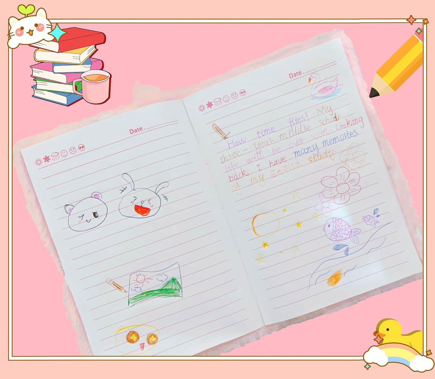 ART & CRAFT Unicorn Diary with Lock for Girls,Girls Journal Notebook with Lock and Keys, Diary for Girls Age 8-12 School Gift Set for Writing and Drawing, Secret Unicorn birthday Gift