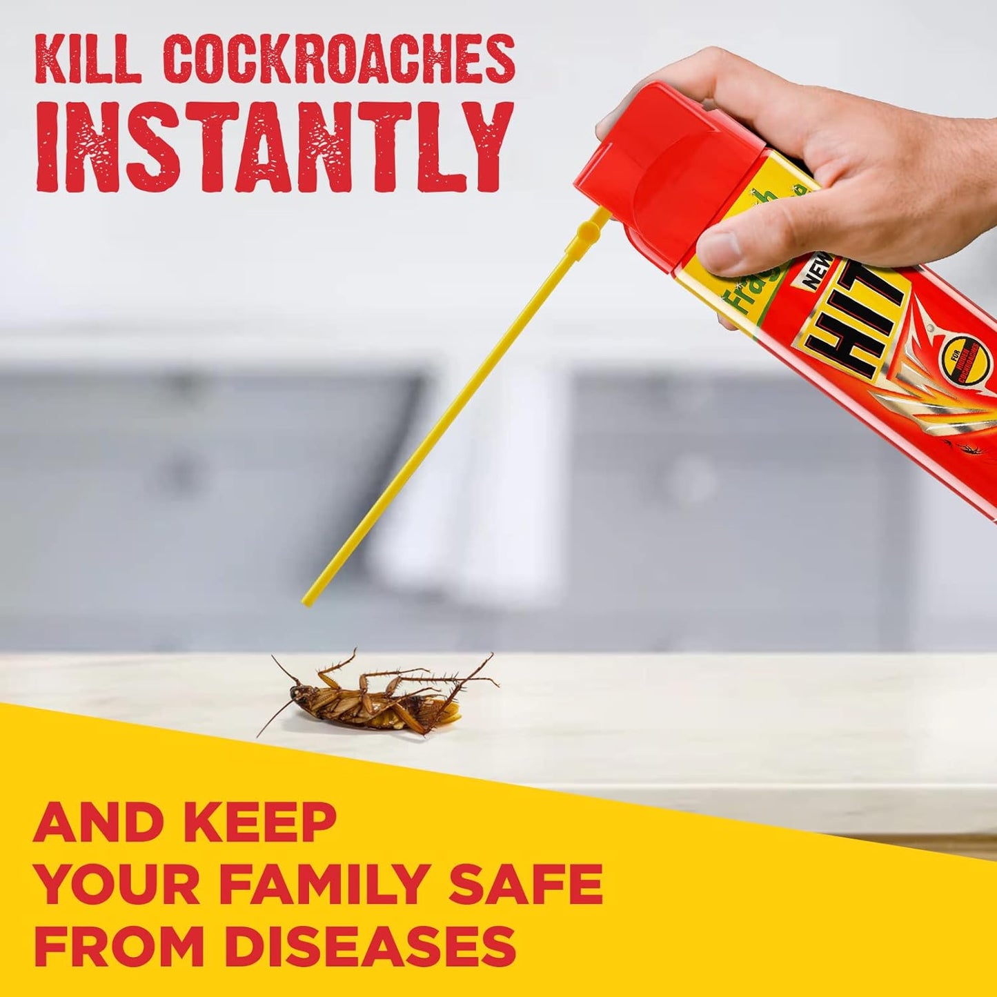 HIT Crawling Insect Killer – Cockroach Killer Spray & Flying Insect Killer - Mosquito & Fly Killer Spray (400ml) | Instant Kill | Deep-Reach Nozzle | Fresh Fragrance