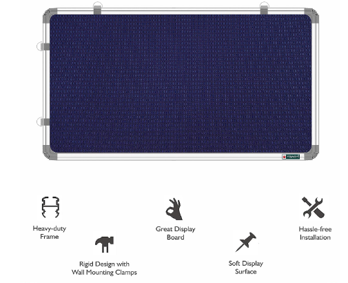DIGISMART® 3 X 2 feet Premium Material Notice Pin-up Board/Pin-up Board/Soft Board/Bulletin Board/Pin-up Display Board for Office, Home & School uses, (Blue, Pack of 1)