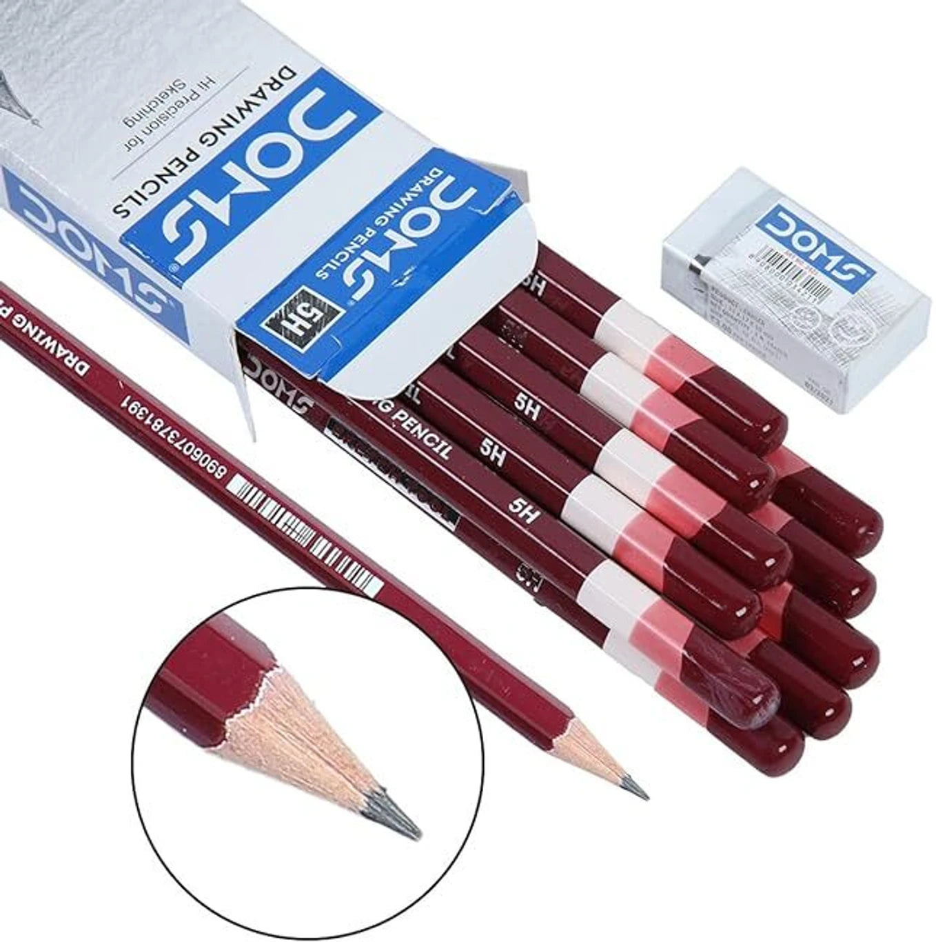 DOMS Drawing & Sketching 5H Graphite Pencil | Hard Lead for Technical Drawing, Fine Lines & Detailed Sketching