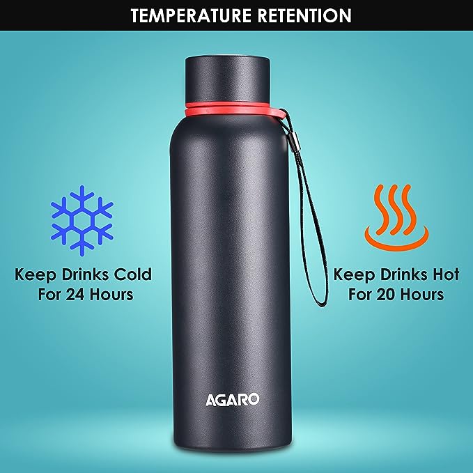 AGARO Elegant Vacuum Flask 700ml Gun Black