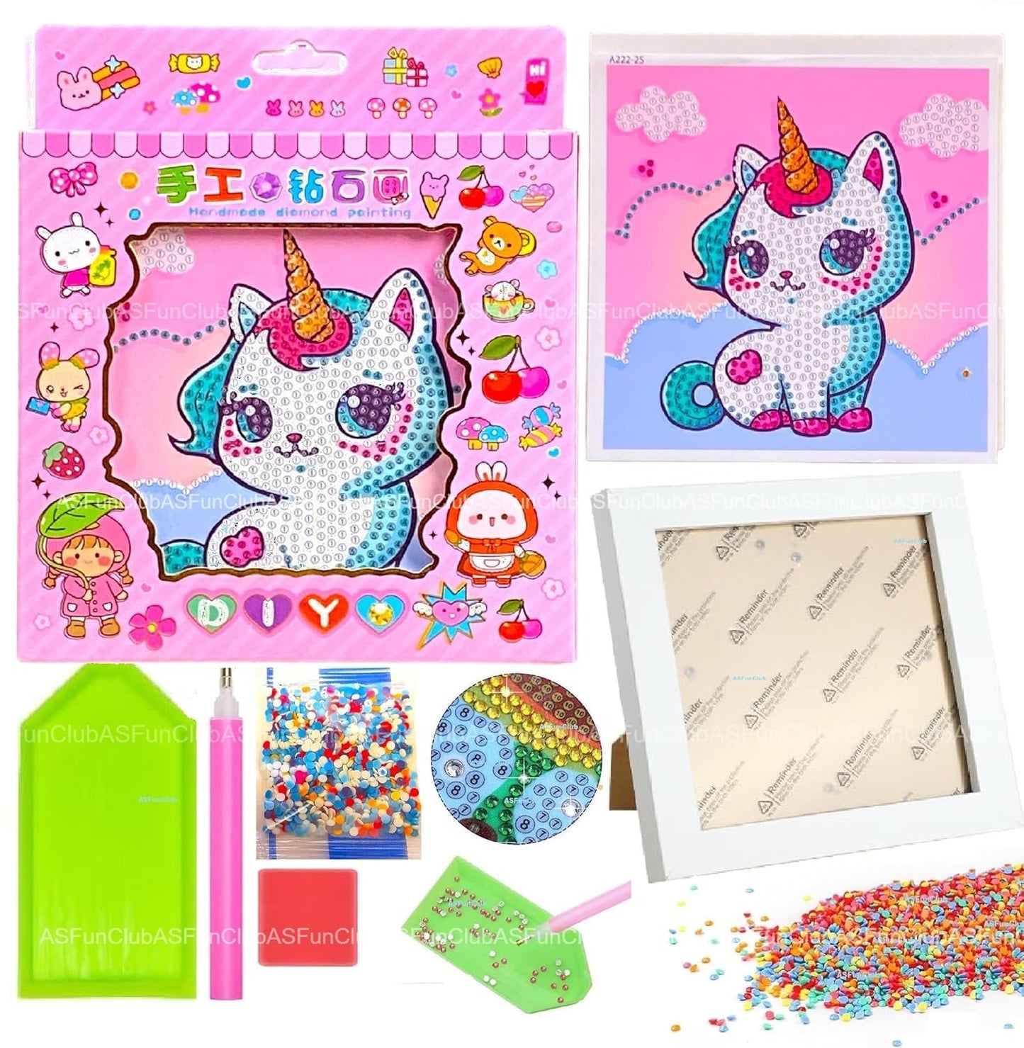 ART & CRAFT Diamond Painting Kits for Kids Wooden Frame Diamond Arts and Crafts for Kids Diamond Painting Art Kits DIY 6" X 6" Diamond Painting Art and Craft Kits for Kids (Pack of 1) (Random)