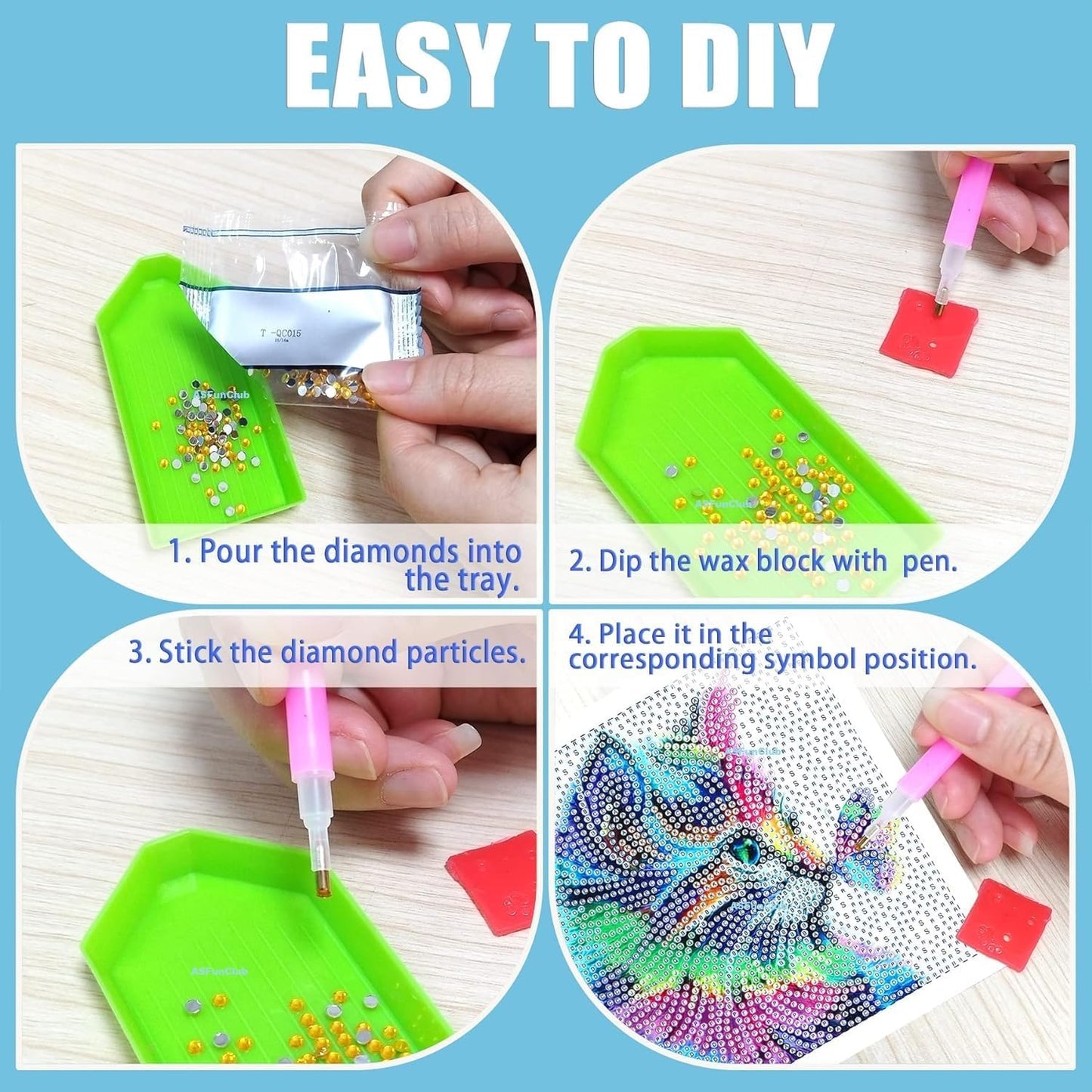 ART & CRAFT Diamond Painting Kits for Kids Wooden Frame Diamond Arts and Crafts for Kids Diamond Painting Art Kits DIY 6" X 6" Diamond Painting Art and Craft Kits for Kids (Pack of 1) (Random)