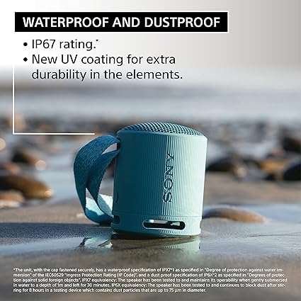 Sony Srs-Xb100 Wireless Bluetooth Portable Lightweight Super-Compact Travel Speaker,Extra-Durable Ip67 Waterproof & Dustproof,16 Hrs Batt,Versatile Strap,Extra Bass & Hands-Free Calling-Blue