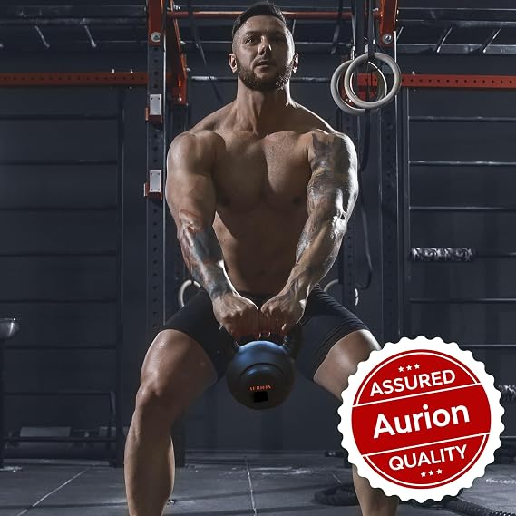 Aurion by 10Club Premium Strength Training Kettlebells for Weightlifting - 1Pc (4 Kg, Black) | Gym Equipment | Heavy Workout | Fitness Iron | Heavy Lifting for Men and Women | Home Gym | Plates Exercise (ASL)