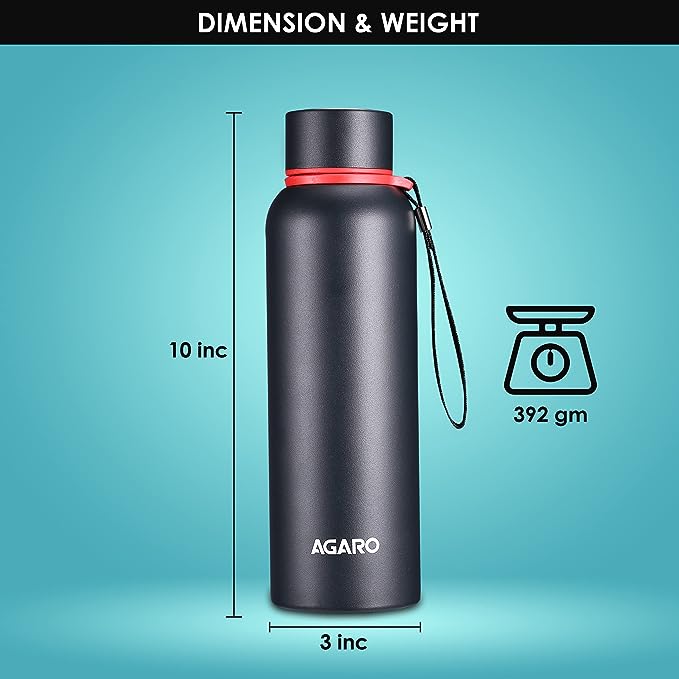 AGARO Elegant Vacuum Flask 700ml Gun Black