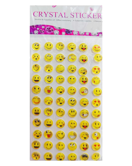 Crystal Stickers ® Emoji with Multicolor Stars Stickers Hard Transparent Plastic