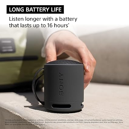 Sony Srs-Xb100 Wireless Bluetooth Portable Lightweight Super-Compact Travel Speaker,Extra-Durable Ip67 Waterproof & Dustproof,16 Hrs Batt,Versatile Strap,Extra Bass & Hands-Free Calling-Blue