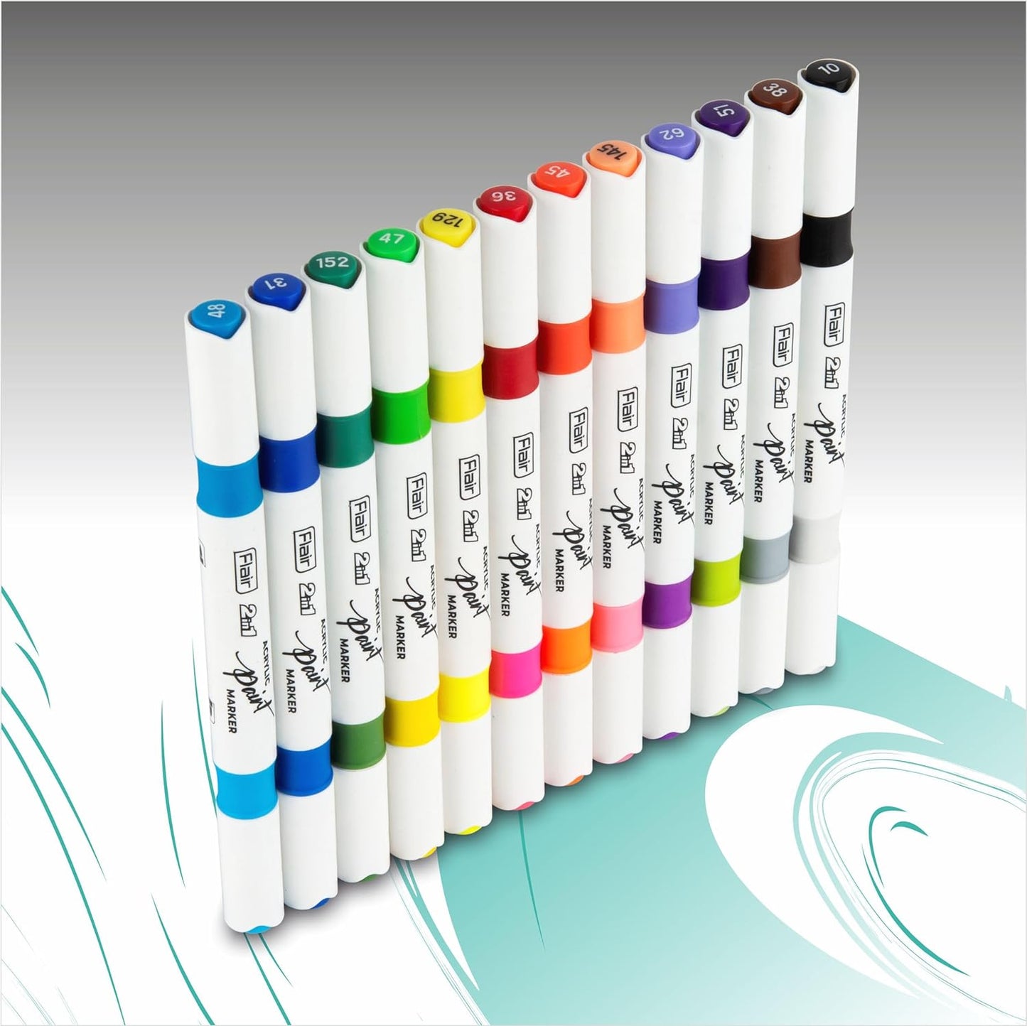 FLAIR Creative 2 in 1 Acrylic Paint Bold Marker | 24 Colours Set | Ideal for Rocks, Ceramics, Canvas, Glass and Wood , Multicolor
