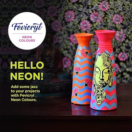 Pidilite Fevicryl Neon Acrylic Colour Kit, Neon Paints 60ML