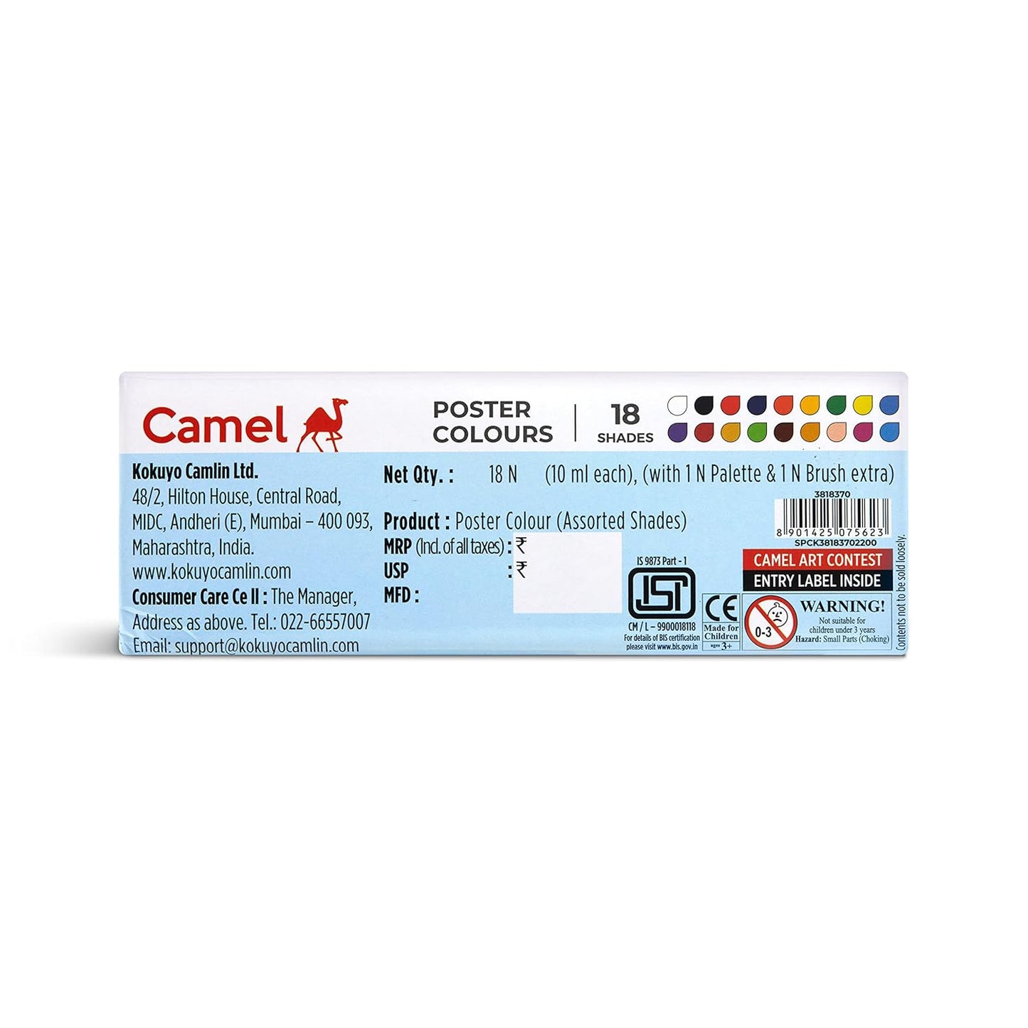 Plastic Poster colour Crayons | Camlin | 18 Shades | Extra Smooth & More Bright