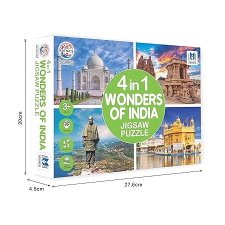 Ratna's 4 in 1 Wonders of India Jigsaw Puzzle (4 x 35 Pieces) Each Puzzle Size 24 x 17 cm Educational Toy for Kids 3+ Years