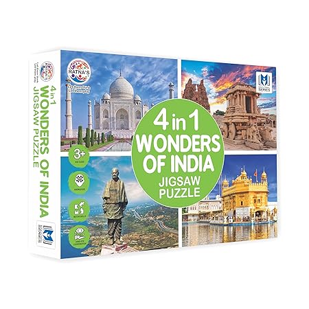 Ratna's 4 in 1 Wonders of India Jigsaw Puzzle (4 x 35 Pieces) Each Puzzle Size 24 x 17 cm Educational Toy for Kids 3+ Years