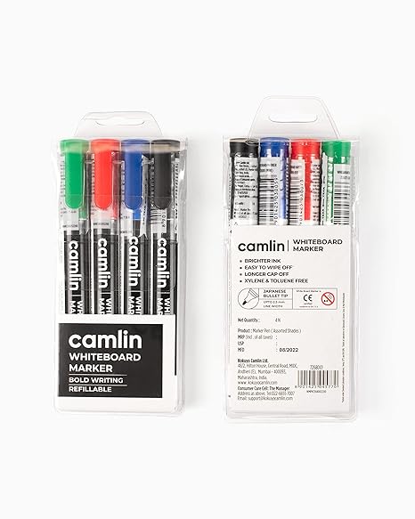 Camlin White Board Marker | Smooth & Bold Writing | Quick Dry Ink | Ideal for Office, School & Home