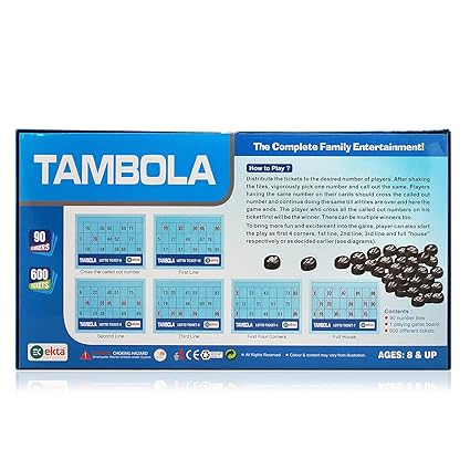 EKTA Tambola 600 Tickets Housie Games for Kids, Multicolor, Pack of 1