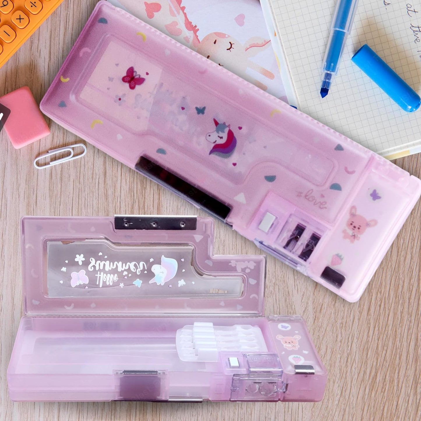 FunBlast Magnetic Pencil Case with Sharpener – Hello Summer Themed Luxury Pencil Box for Kids – Stationary Organizer Pencil Box for Girls, Kids, Boys (Multicolor)