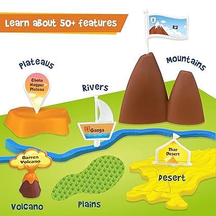Kid's Mapology - Physical Features of India Learn 50+ Geographical Features Like Mountains, Rivers, Plateaus Educational Toy and Learning Aid Puzzles for Age 5 Years+,Color Multi