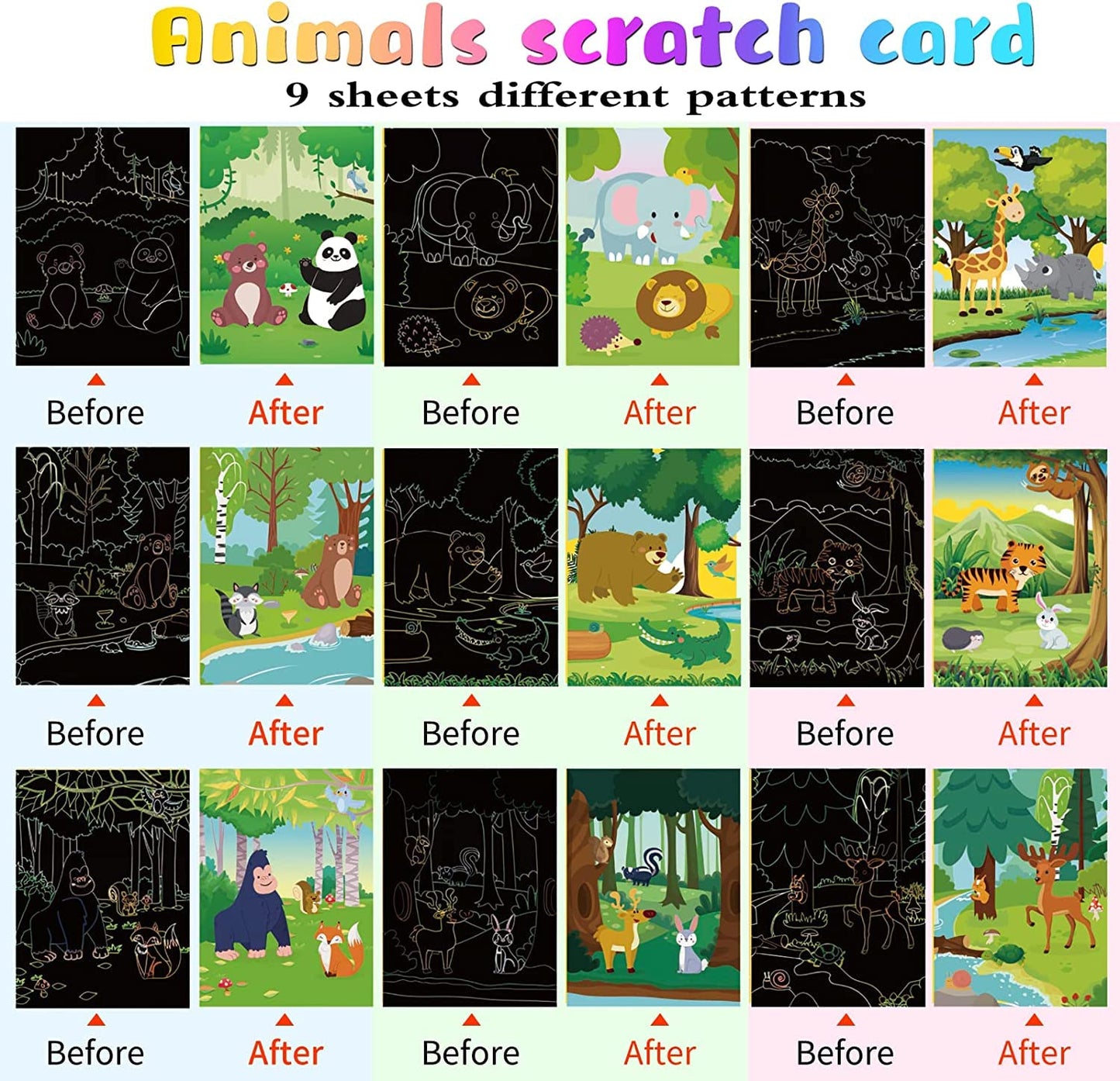 ART & CRAFT ® DIY Mermaid & Dinosaur Magic Scratch Art Combo Pack for Kids-18 Sheets Double Sided Cute Design Rainbow Scratch Paper Cards & Scratch Sticks Set- Boys -Girls/Birthday- Party Favor