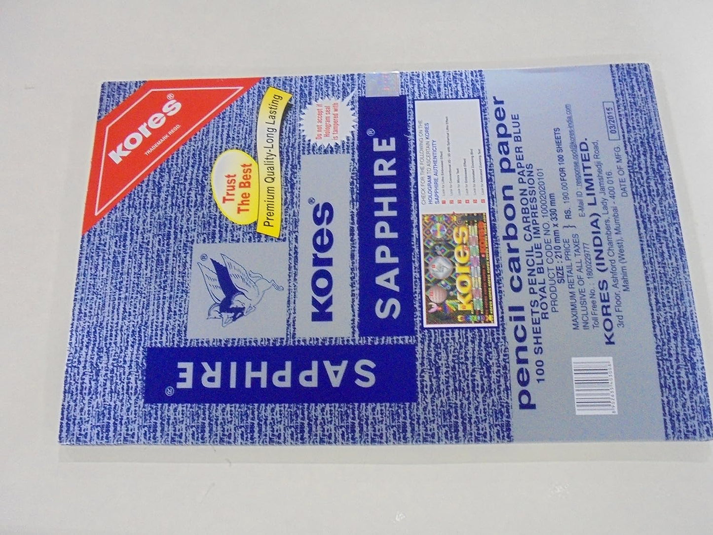 Kores Pen/Pencil Carbon Paper, Sapphire Blue