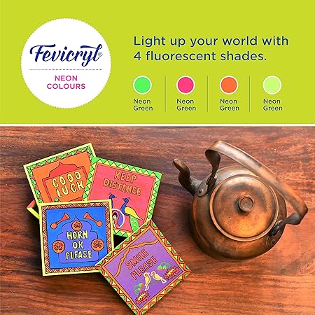 Pidilite Fevicryl Neon Acrylic Colour Kit, Neon Paints 60ML