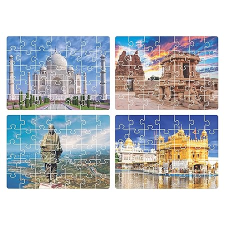 Ratna's 4 in 1 Wonders of India Jigsaw Puzzle (4 x 35 Pieces) Each Puzzle Size 24 x 17 cm Educational Toy for Kids 3+ Years