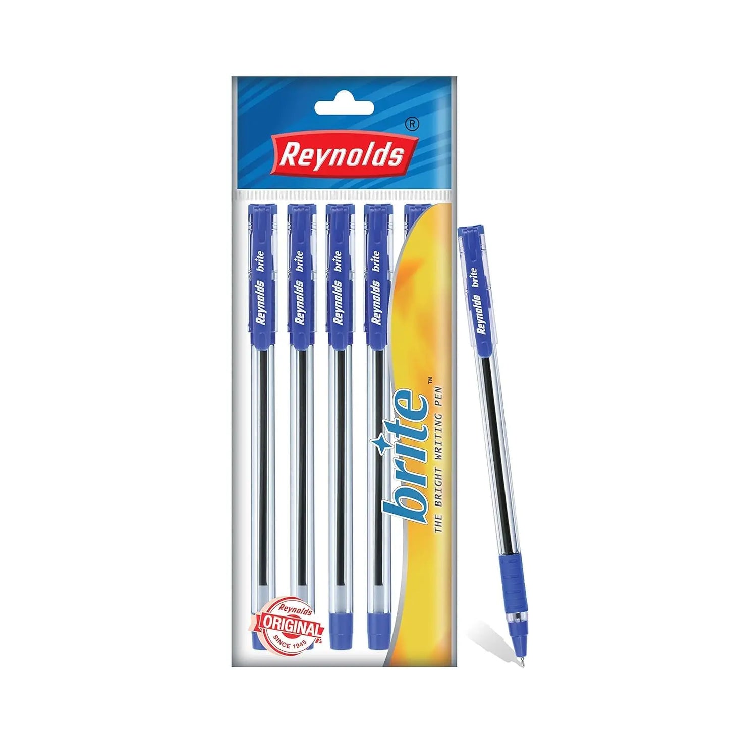 Reynolds BRITE BLUE,BLACK, RED Ball Point Pen Set With Comfortable Grip | Pens For Writing | School and Office Stationery | Pens For Students | 0.7mm Tip Size - Image #4