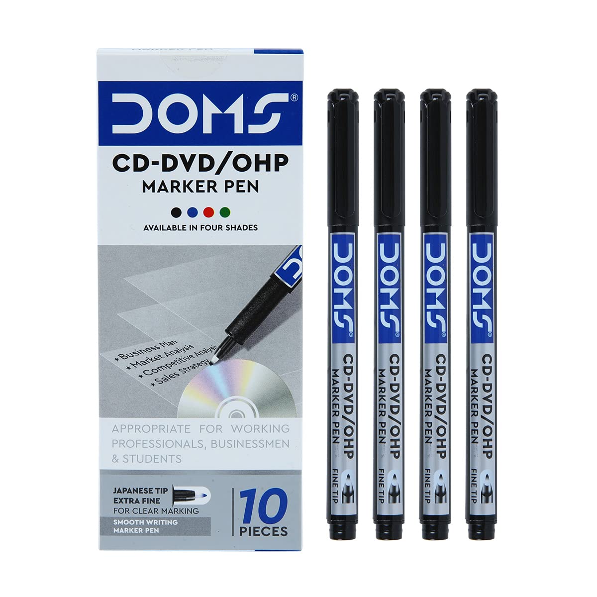 Doms Non-Toxic CD-DVD/OHP Marker Pen ( SET OF 10 PCS)
