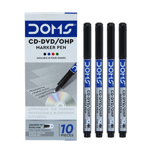 Doms Non-Toxic CD-DVD/OHP Marker Pen ( SET OF 10 PCS)