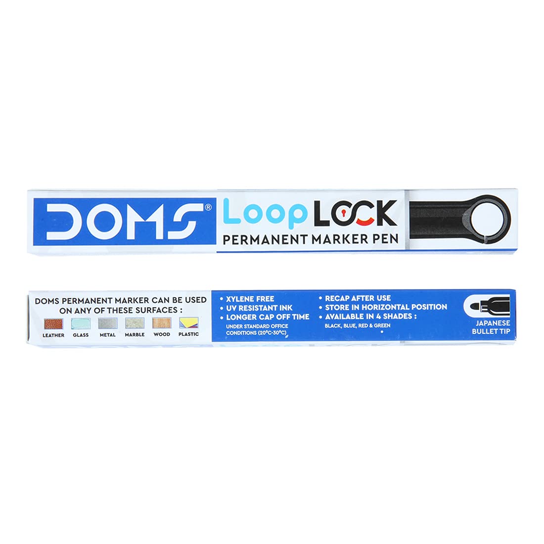 Doms Refilo Non-Toxic Hi-Tech Refillable Loop Lock Permanent Marker Pen (Black)