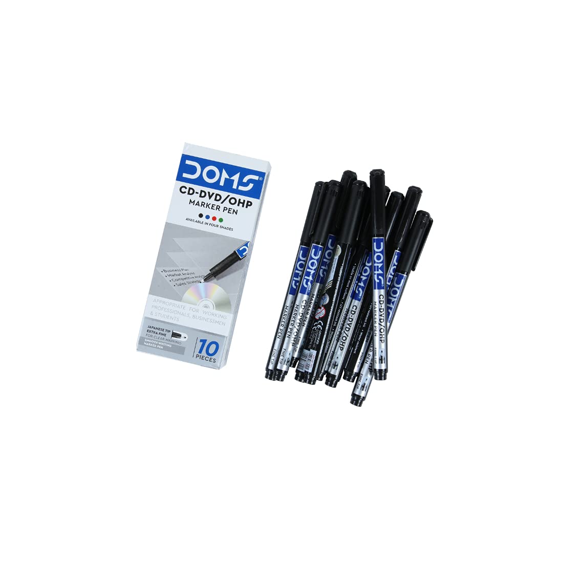 Doms Non-Toxic CD-DVD/OHP Marker Pen ( SET OF 10 PCS)