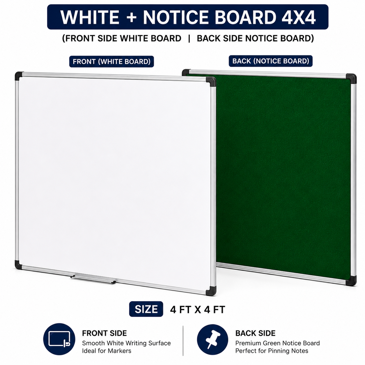 Digismart Nova Channel Double Side White + Notice Board | Front White Board & Back Green Notice Board