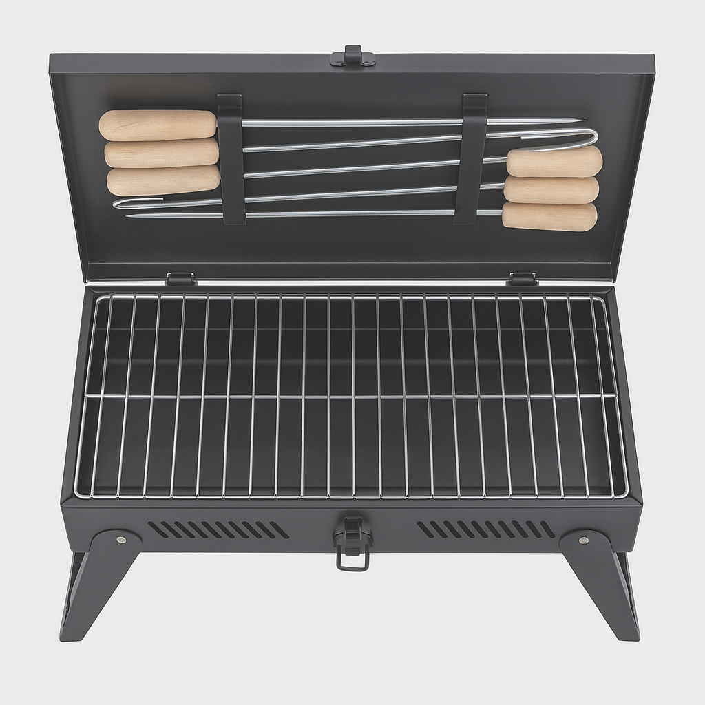 SKYLINE Charcoal Barbecue Briefcase with 8 Skews VTL-4800