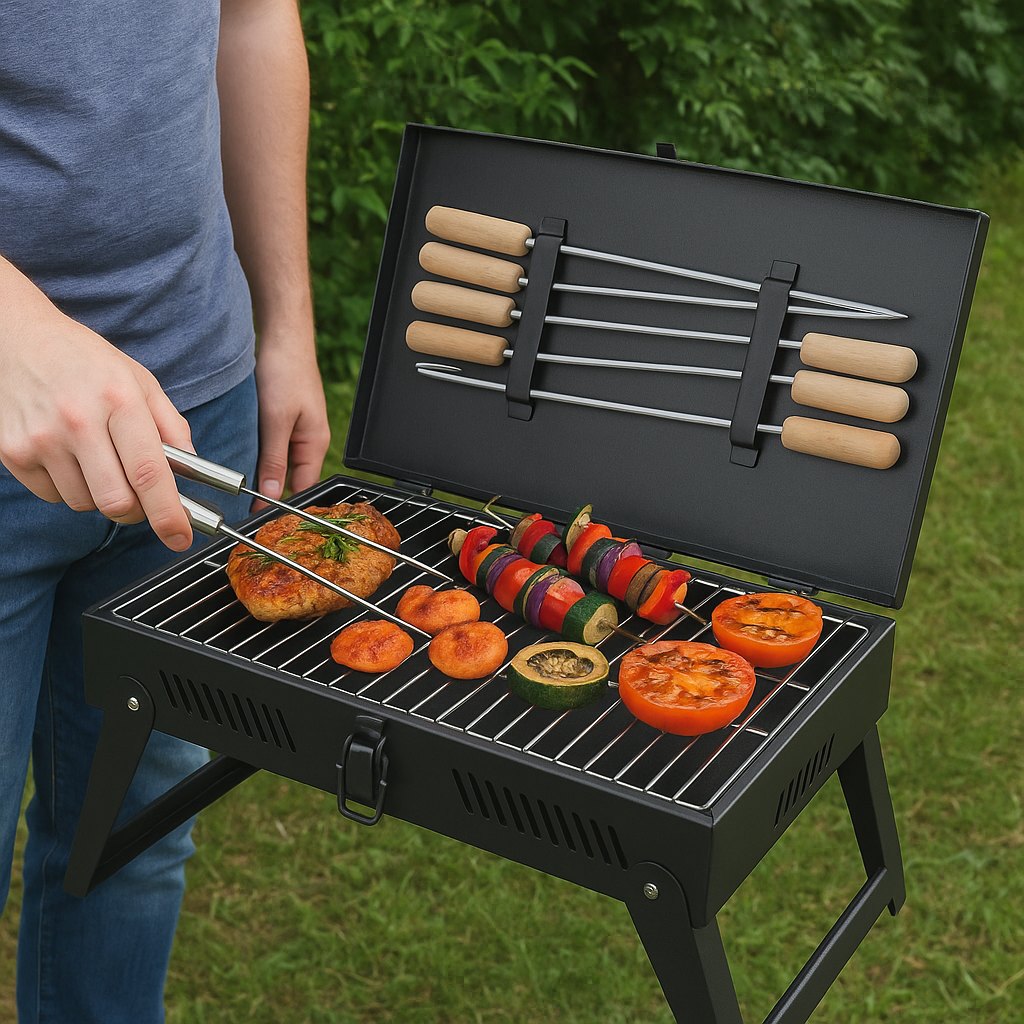 SKYLINE Charcoal Barbecue Briefcase with 8 Skews VTL-4800