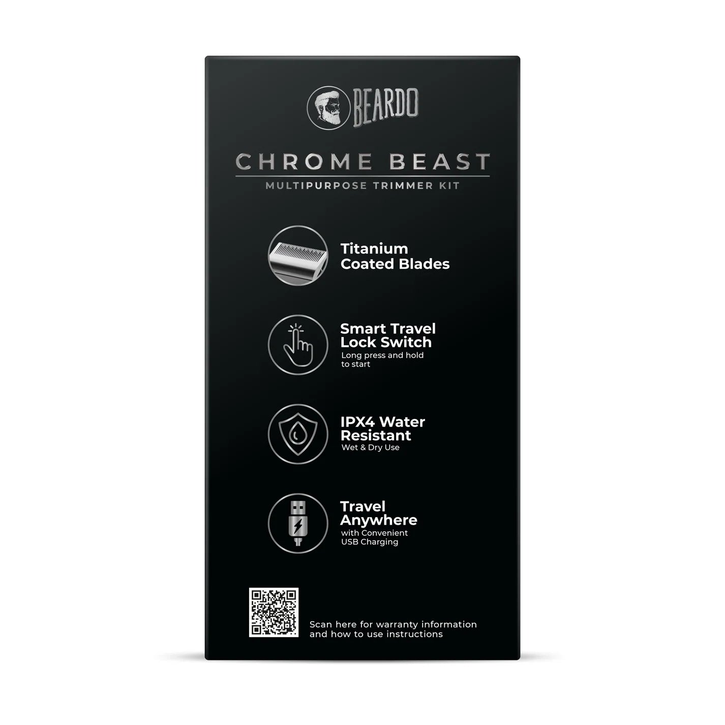 BEARDO Chrome Beast Grooming Kit Trimmer 90 min Runtime 40 Length Settings