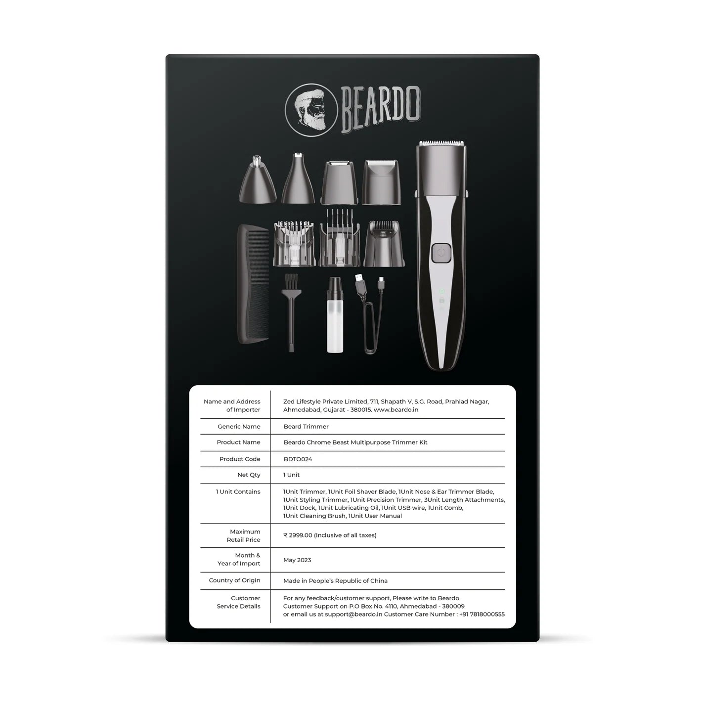 BEARDO Chrome Beast Grooming Kit Trimmer 90 min Runtime 40 Length Settings