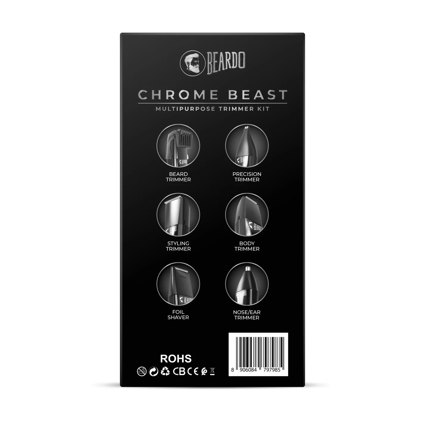 BEARDO Chrome Beast Grooming Kit Trimmer 90 min Runtime 40 Length Settings