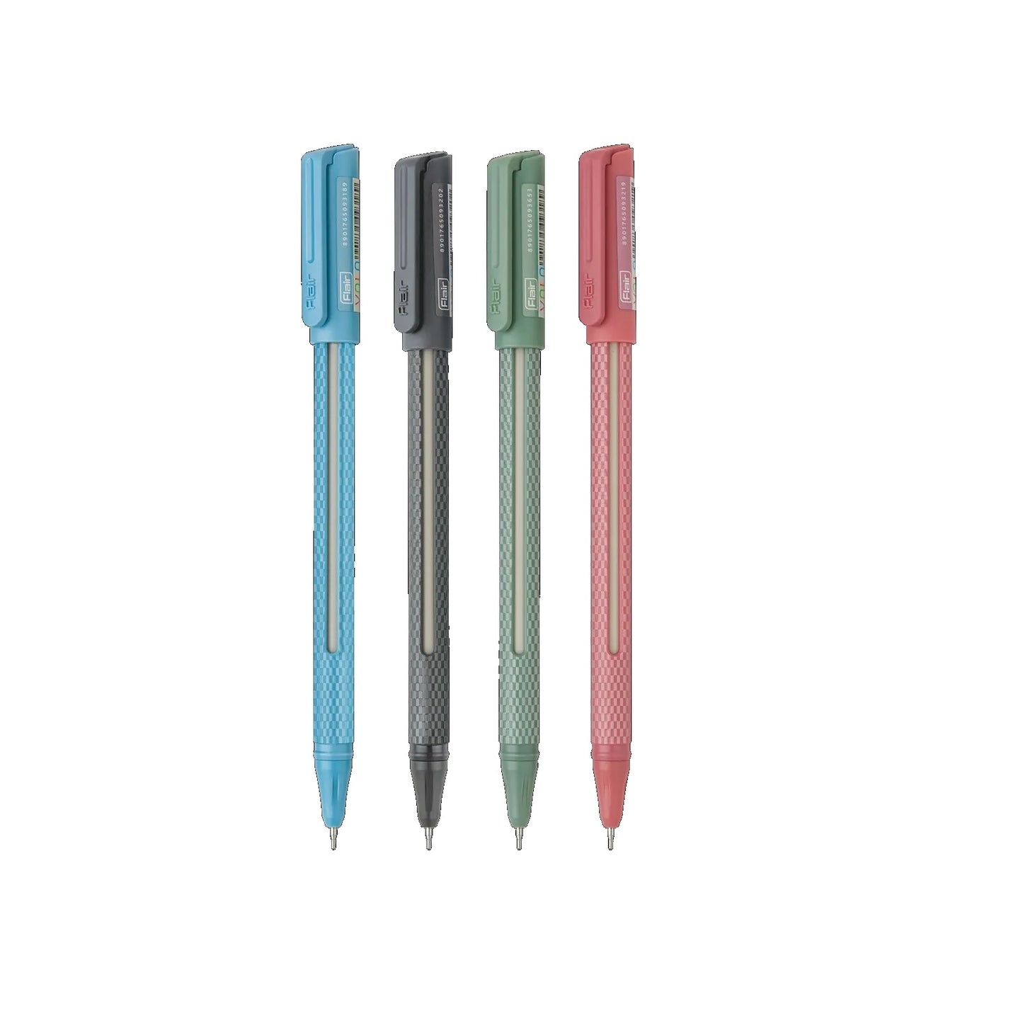 FLAIR Yolo Gel Pen Stand | Waterproof Gel Ink With Stylish Pocketable Clip | Attractive Body Color & Design | Smudge Free & Non-Stop Writing | Blue, Black & Red Ink, Pack of 100 Pens