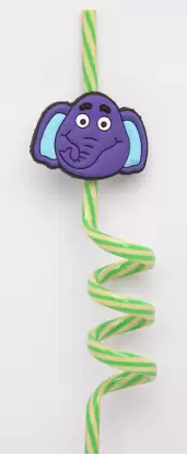 Design Straw Multicolor Straw Set, Animal Design, Multicolor, Plastic, Set Of 4 Pcs