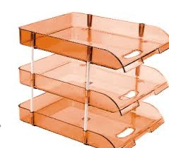 KEBICA 3 Compartments Plastic File Tray Acrylic File Holder Stand Organizer Container Document Tray
