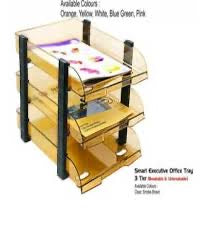 KEBICA 3 Compartments Plastic File Tray Acrylic File Holder Stand Organizer Container Document Tray