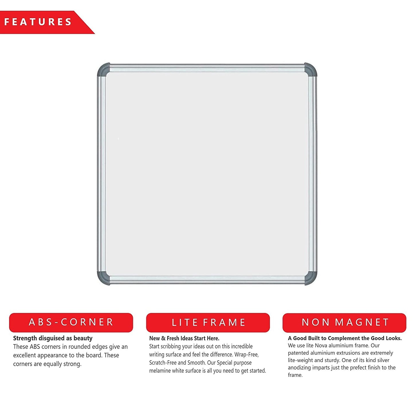 DIGISMART* Non Magnetic 1 X1.5 feet Double Sided White Board and Chalk Board Front Side whiteboard Marker Surface and Back Side Chalkboard Surface (1x1.5 feet, Pack of 1 Item