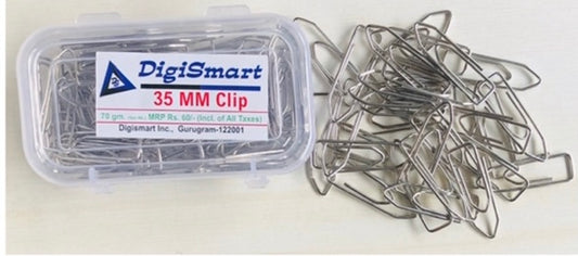 DIGISMART Metal Paper Clip, Gem Clip, Paper U Clip, Metal Steel Clip For Paper Arrangement in Office and School Project, 35 mm