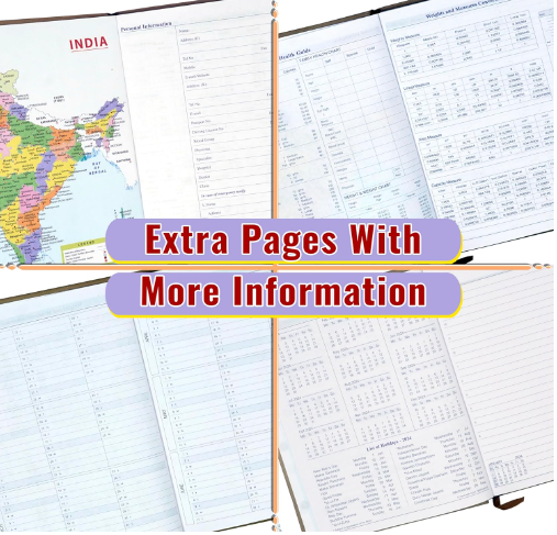 DIGISMART 2024 Executive Planner Diary - leather - A4 Size - Classic, 3LP POCKET Black