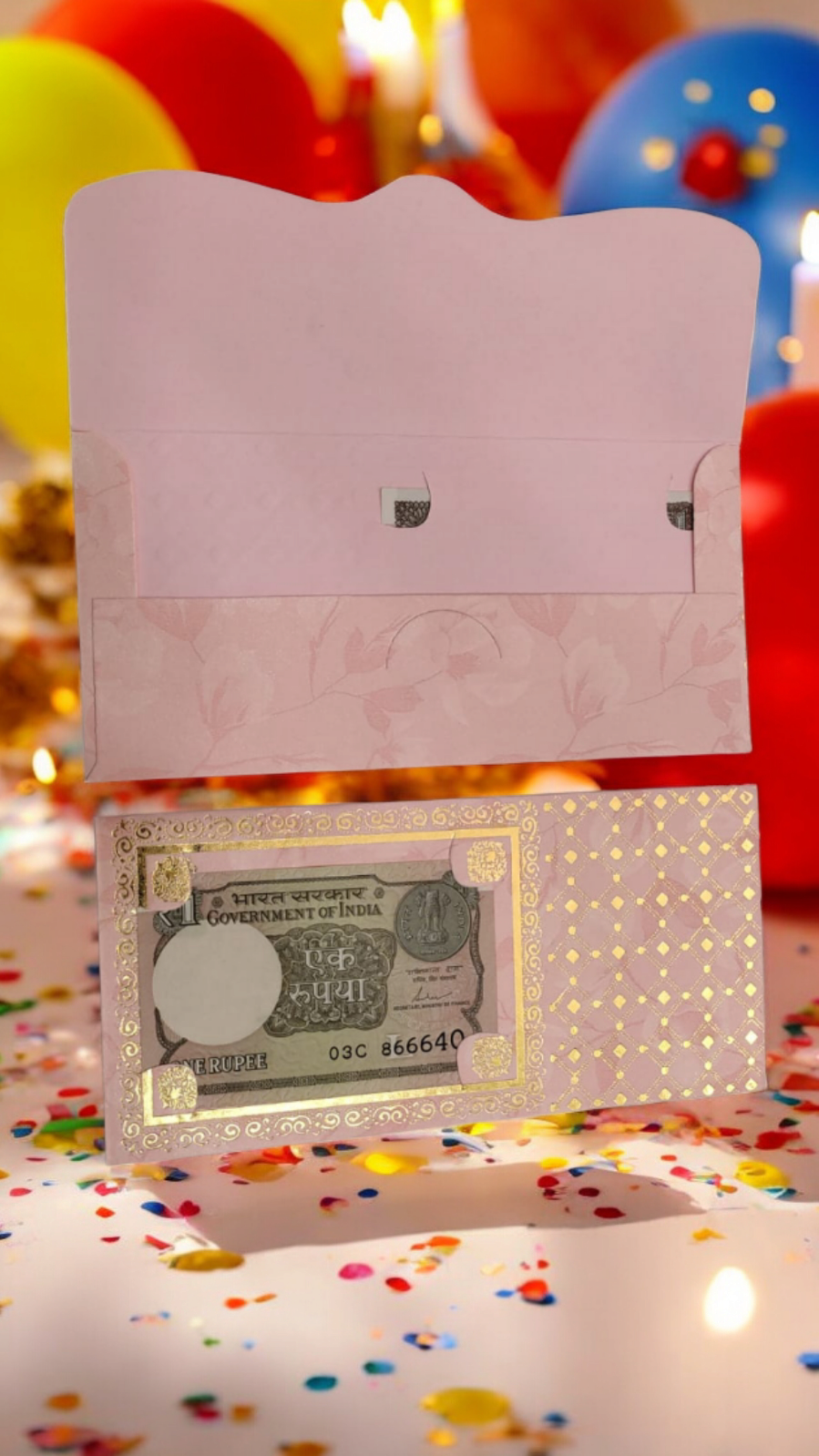 SCOFFCO Shagun Envelope with One Rupees Note, Designers/Money/Gift Envelope/Lifafa for Festival, Marriage, Anniversary & Many Occas pack of 1 sions