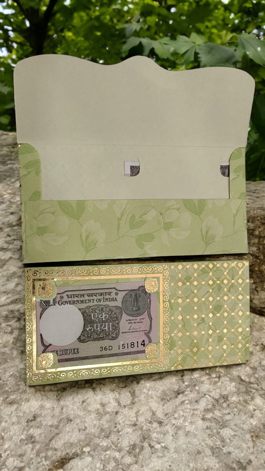 SCOFFCO Shagun Envelope with One Rupees Note, Designers/Money/Gift Envelope/Lifafa for Festival, Marriage, Anniversary & Many Occas pack of 1 sions