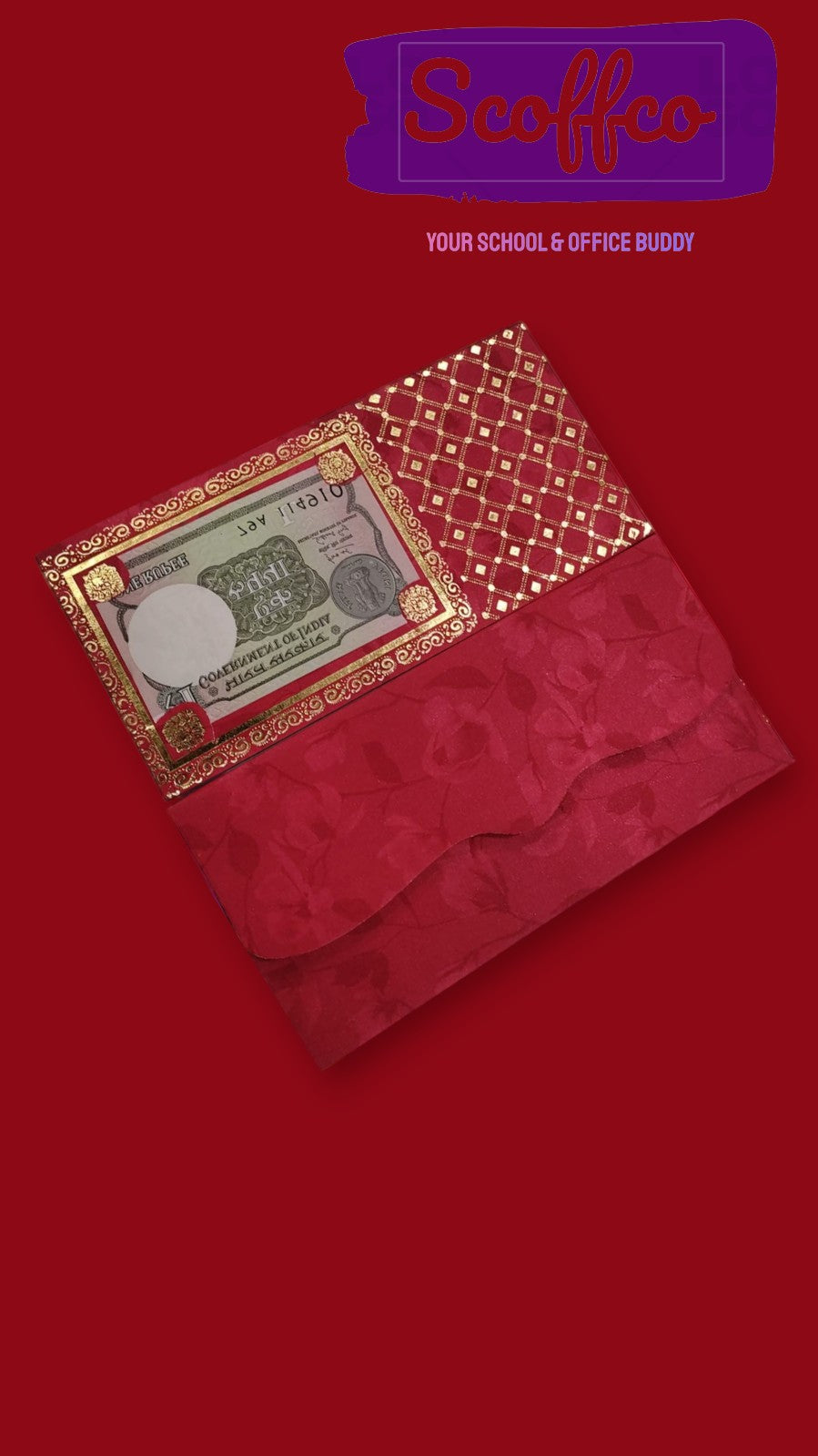 SCOFFCO Shagun Envelope with One Rupees Note, Designers/Money/Gift Envelope/Lifafa for Festival, Marriage, Anniversary & Many Occas pack of 1 sions