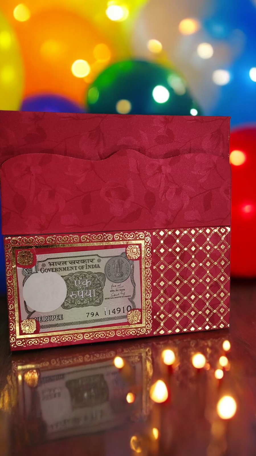 SCOFFCO Shagun Envelope with One Rupees Note, Designers/Money/Gift Envelope/Lifafa for Festival, Marriage, Anniversary & Many Occas pack of 1 sions